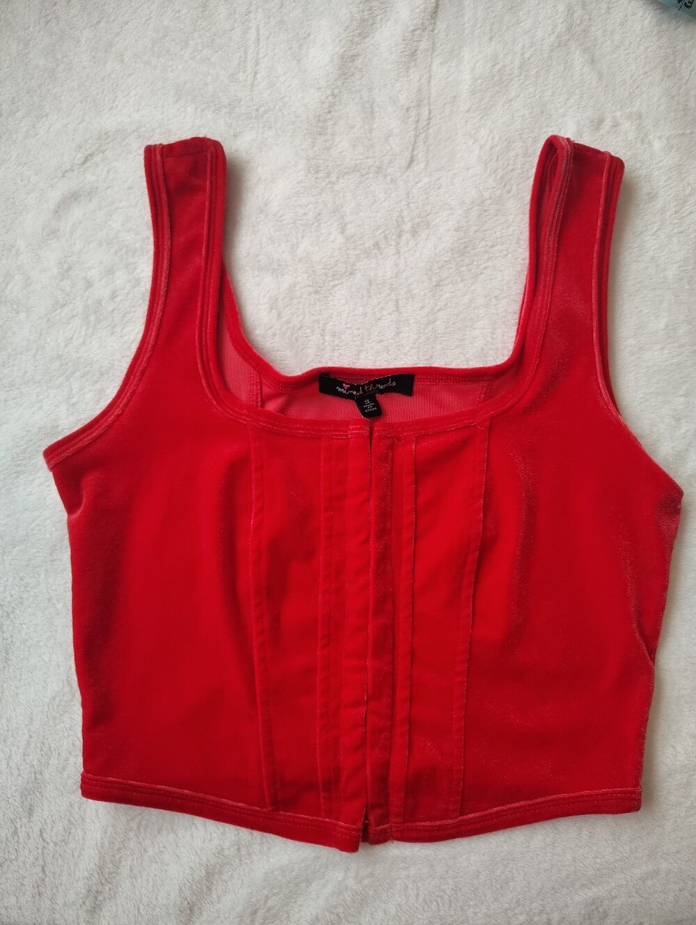 Mixed Threads Vibrant Red Square-Neck Cropped Tank Top